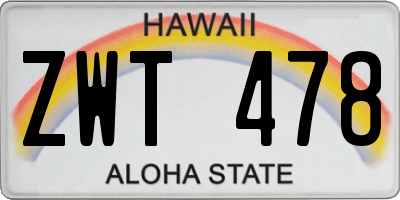 HI license plate ZWT478