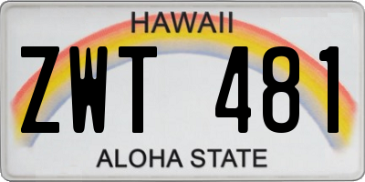 HI license plate ZWT481