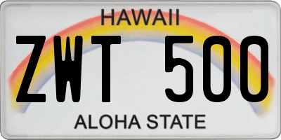 HI license plate ZWT500