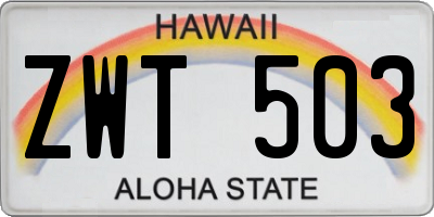 HI license plate ZWT503