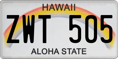 HI license plate ZWT505