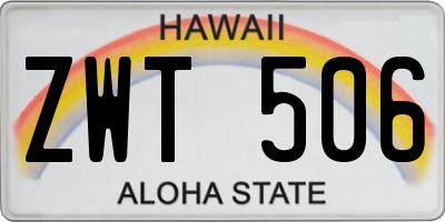 HI license plate ZWT506