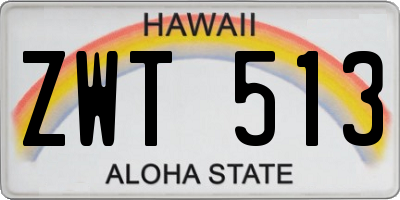 HI license plate ZWT513