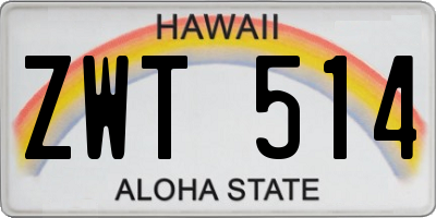 HI license plate ZWT514