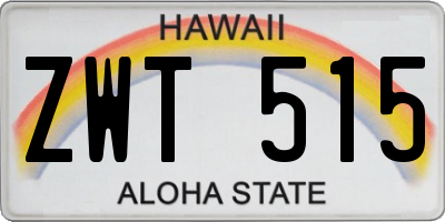 HI license plate ZWT515