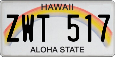 HI license plate ZWT517