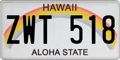 HI license plate ZWT518