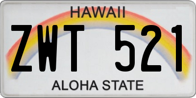 HI license plate ZWT521