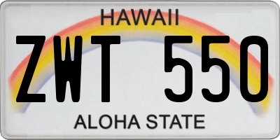 HI license plate ZWT550