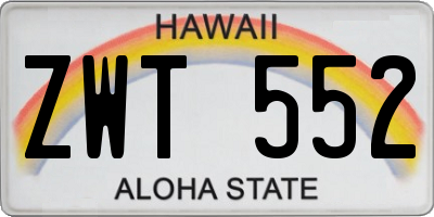 HI license plate ZWT552