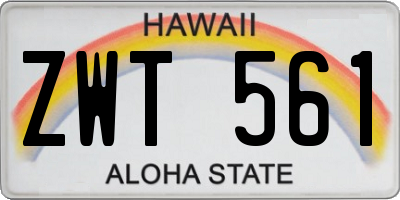 HI license plate ZWT561