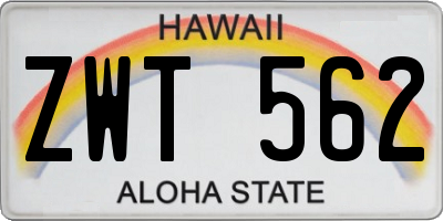 HI license plate ZWT562
