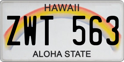 HI license plate ZWT563
