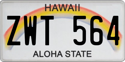 HI license plate ZWT564