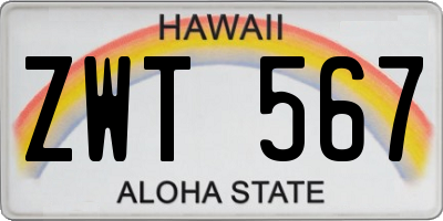 HI license plate ZWT567