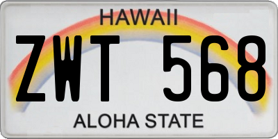 HI license plate ZWT568