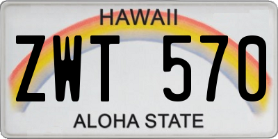 HI license plate ZWT570