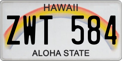 HI license plate ZWT584