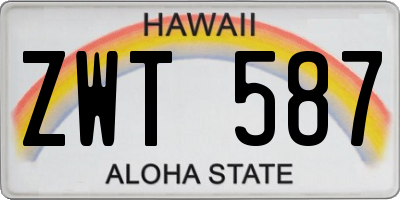HI license plate ZWT587