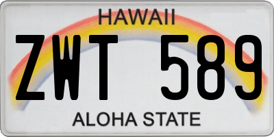 HI license plate ZWT589