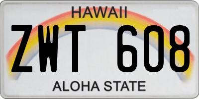 HI license plate ZWT608