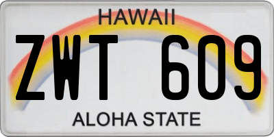 HI license plate ZWT609