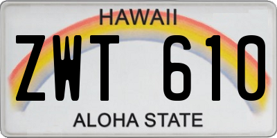 HI license plate ZWT610