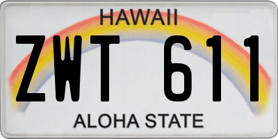 HI license plate ZWT611
