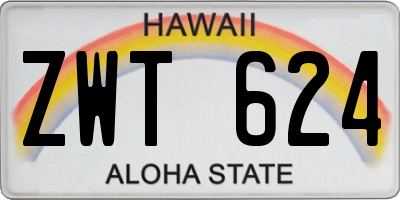 HI license plate ZWT624