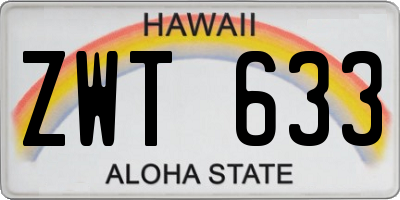 HI license plate ZWT633
