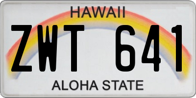 HI license plate ZWT641