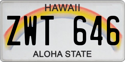 HI license plate ZWT646