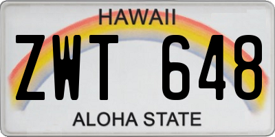 HI license plate ZWT648