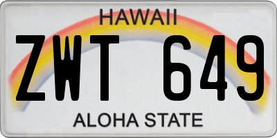 HI license plate ZWT649