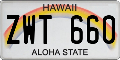 HI license plate ZWT660