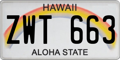 HI license plate ZWT663