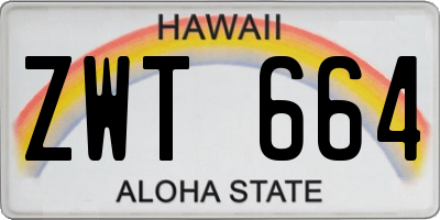 HI license plate ZWT664