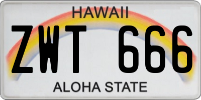 HI license plate ZWT666