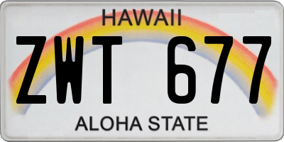 HI license plate ZWT677