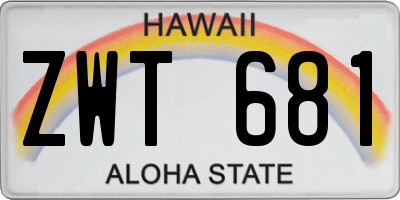 HI license plate ZWT681