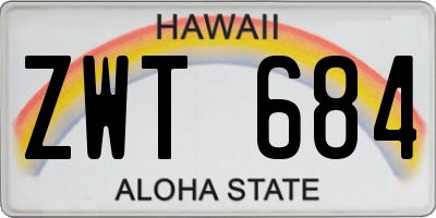 HI license plate ZWT684