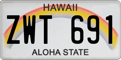 HI license plate ZWT691