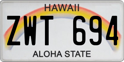 HI license plate ZWT694