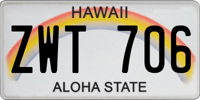 HI license plate ZWT706