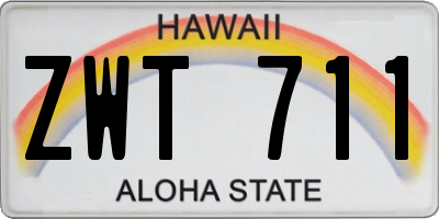 HI license plate ZWT711