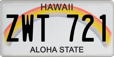HI license plate ZWT721