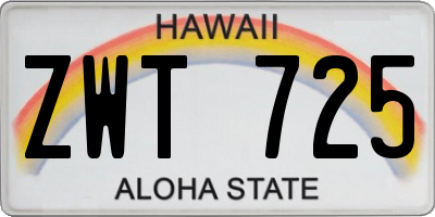 HI license plate ZWT725