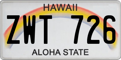 HI license plate ZWT726