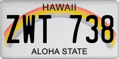 HI license plate ZWT738