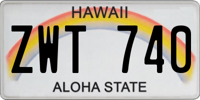 HI license plate ZWT740
